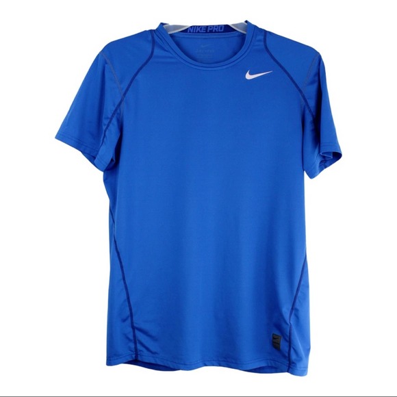 Men's Nike Pro Dri-Fit Short Sleeve Athletic Shirt Top, Blue, Size Medium - Picture 1 of 12